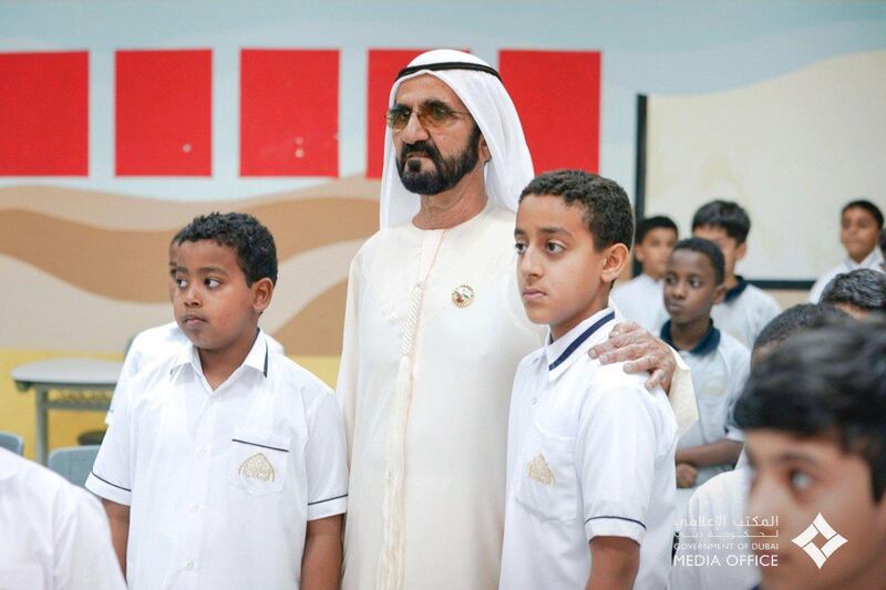 Sheikh Mohammed bin Rashid, Vice President and Ruler of Dubai, visits a school prior to the Covid-19 outbreak. Courtesy: Dubai Media Office