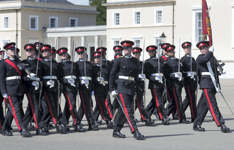 SANDHURST,UNITED KINGDOM. 11/8/17. Officer cadets at the Sovereign's Parade at the Royal Military Academy Sandhurst, United Kingdom. Stephen Lock for the National   FOR NATIONAL 