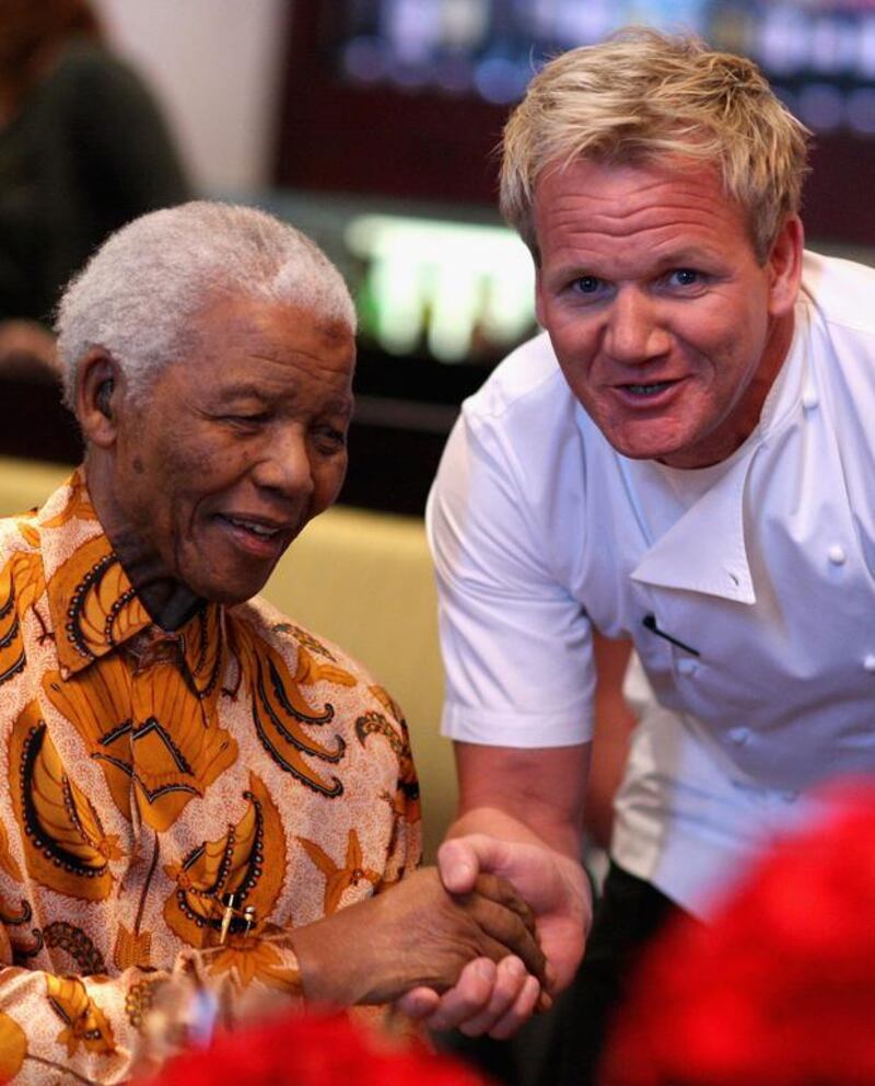 Chef Gordon Ramsay meets Nelson Mandela during a lunch to Benefit the Mandela Children’s Foundation. Chris Jackson / Getty Images