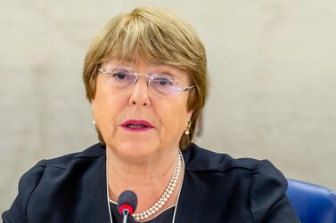 UN High Commissioner for Human Rights Chilean Michelle Bachelet speaks during the opening of the 41th session of the Human Rights Council, at the European headquarters of the United Nations in Geneva, Switzerland, Monday, June 24, 2019. AP