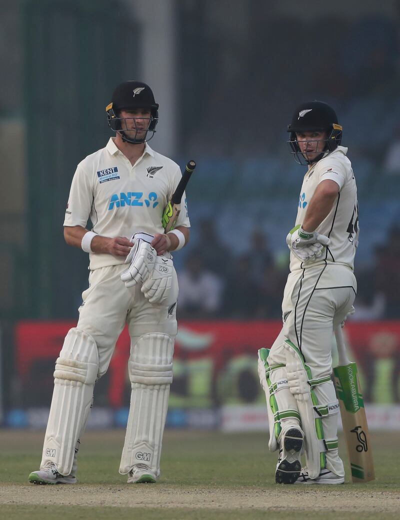 New Zealand's Tom Latham, right, and Will Young have batted for 57 overs so far in the Kanpur Test. AP