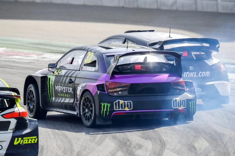 Abu Dhabi, April 6,2019.  FIA World Rallycross Championship at the Abu Dhabi, YAS Marina Circuit. -- First official race.
Victor Besa/The National.
Section:  SP
Reporter:  Amith Passela