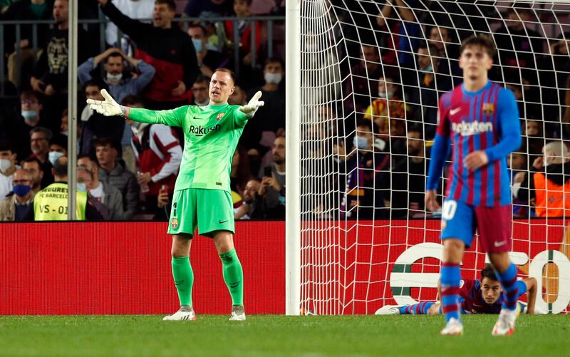 Barcelona's Marc-Andre ter Stegen reacts after conceding their first goal. Reuters