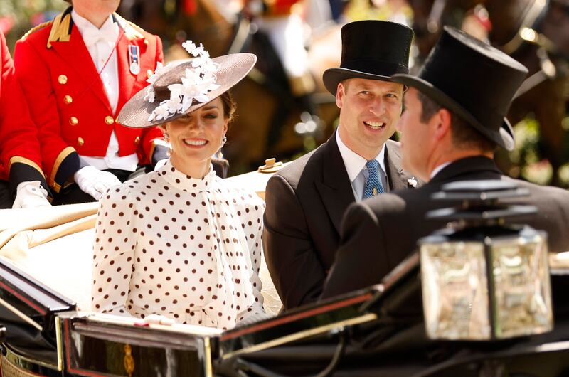 Prince William and his wife Kate are pictured arriving at Royal Ascot on Friday. Reuters