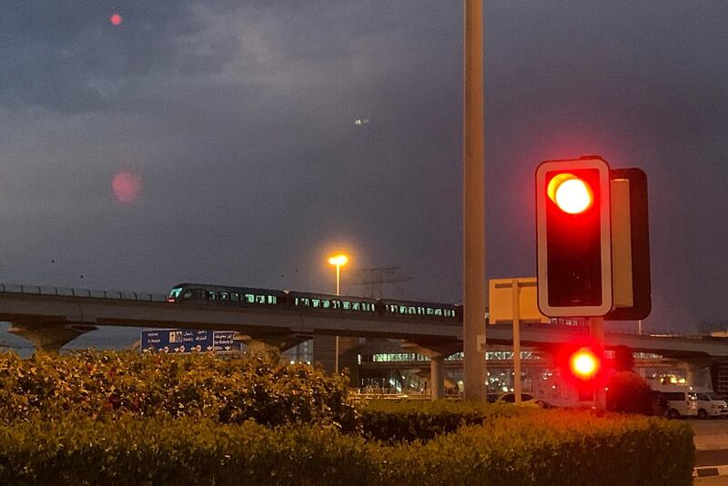 DUBAI, UNITED ARAB EMIRATES , March 26- 2020 :- Dubai Metro near the Ibn Battuta metro station before the public restrictions starting at 8pm till 6am during the weekend in Dubai. (Pawan Singh / The National) For News/Online/Instagram.