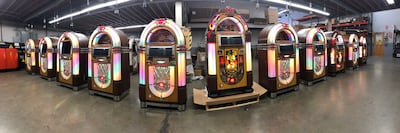 Jukeboxes made by Rock-Ola. Photo: Rock-Ola