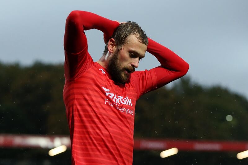 Salford's James Wilson during the Crawley Town game. Getty
