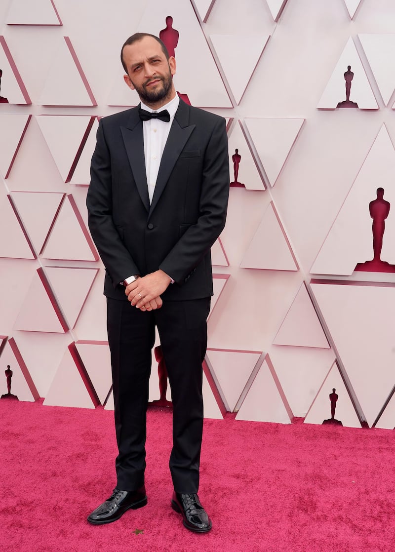 Sacha Ben Harroche arrives at the 93rd Academy Awards at Union Station in Los Angeles, California, on April 25, 2021. EPA