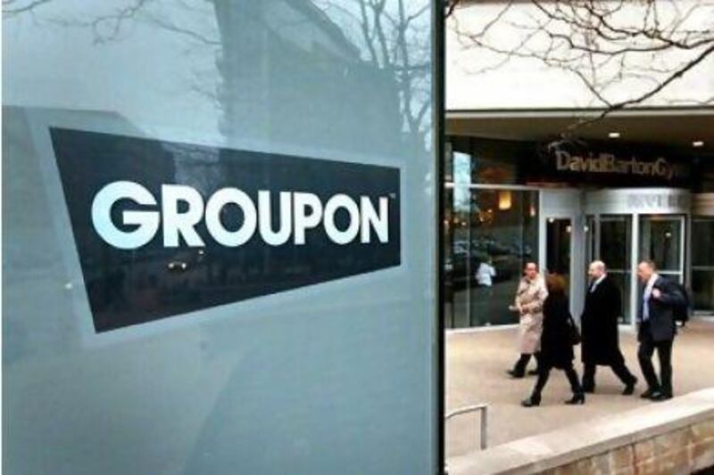 The Groupon headquarters in Chicago, Illinois. Scott Olson / AFP