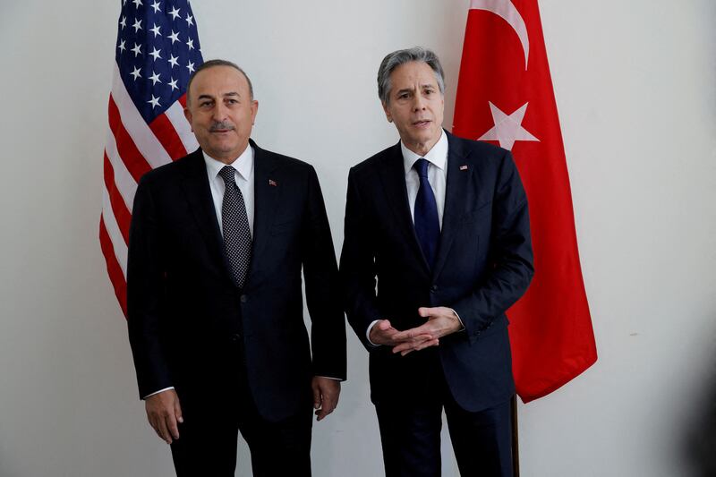 US Secretary of State Antony Blinken meets Turkish Foreign Minister Mevlut Cavusoglu at UN headquarters in New York. Reuters