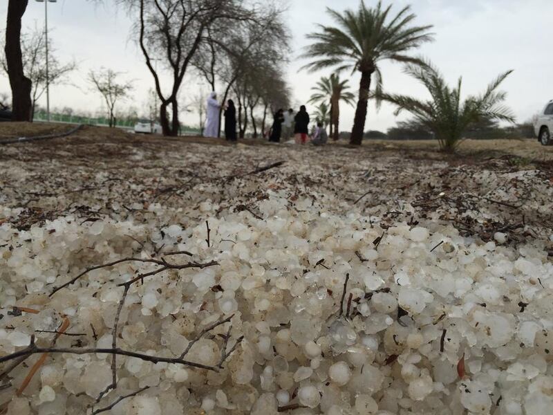 Hail was seen in Sharjah on Sunday. The picture is for illustrative purposes only. Silvia Razgova / The National