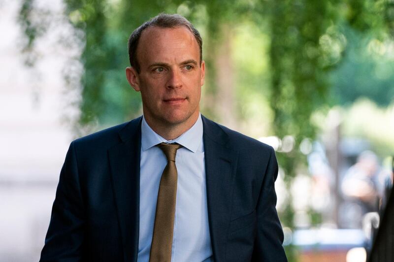 epa07747742 Britain's Foreign Secretary Dominic Raab arrives in Downing Street in Central London, Britain, 29 July 2019. Raab attends a meeting of ministers on a possible 'no deal Brexit' by 31 October.  EPA/WILL OLIVER