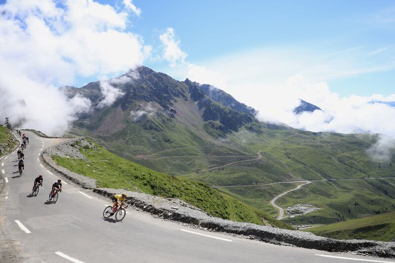 UAE Team Emirates  rider Tadej Pogacar during Stage 18 of the Tour de France on July 15.   EPA