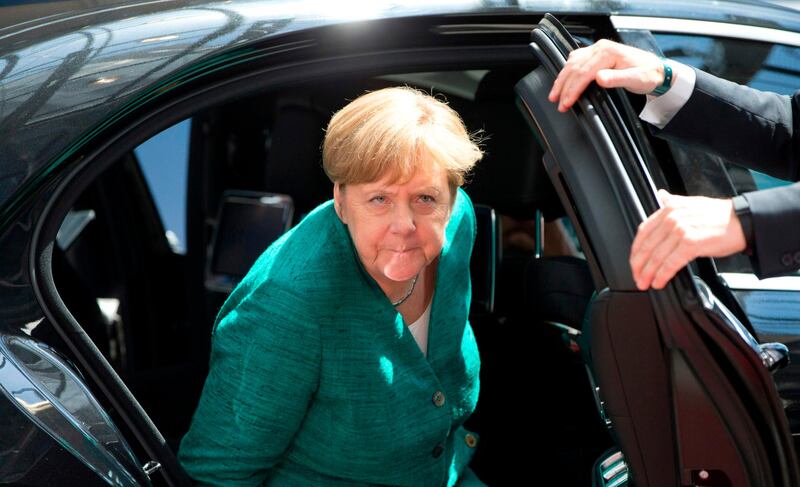 German Chancellor Angela Merkel arrives for an EU summit at the Europa building in Brussels on June 28, 2018.  European Union leaders meet for a two-day summit to address the political crisis over migration and discuss how to proceed on the Brexit negotiations. / AFP / POOL / Virginia Mayo
