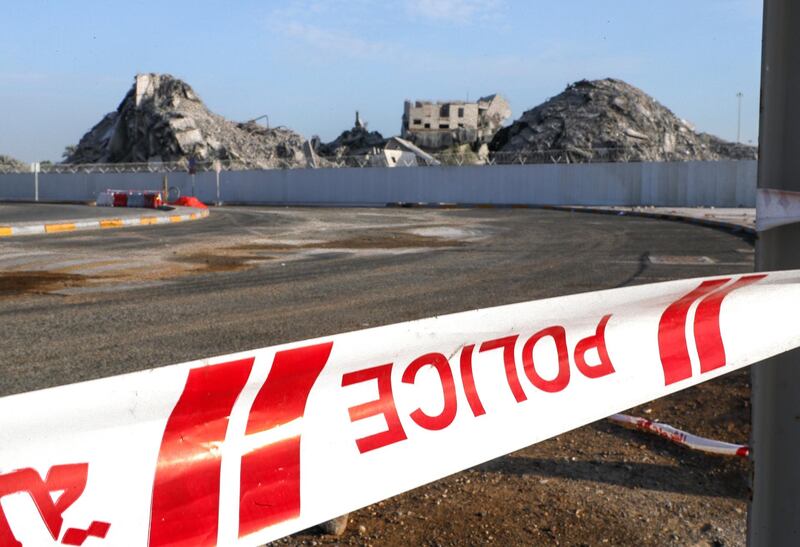 Abu Dhabi, United Arab Emirates, November 28, 2020.  The surrounding areas the morning after the demolition of the Mina Zayed Plaza. Victor Besa/The National
Section:  National News