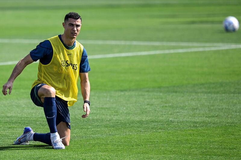 Portugal forward Cristiano Ronaldo stretches. Getty Images