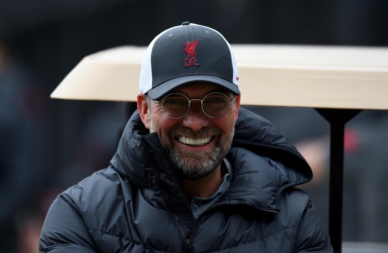 KIRKBY, ENGLAND - MAY 11: (THE SUN OUT, THE SUN ON SUNDAY OUT) Jurgen Klopp manager of Liverpool during a training session at AXA Training Centre on May 11, 2021 in Kirkby, England. (Photo by Andrew Powell/Liverpool FC via Getty Images)