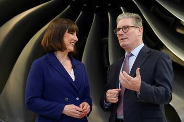 FILE PHOTO: Britain's opposition Labour Party leader Keir Starmer and Shadow Chancellor of the Exchequer and Labour MP Rachel Reeves visit the Rolls-Royce Aerospace Campus, during a Labour general election campaign event at Rolls-Royce Heritage Trust, in Derby, Britain, May 28, 2024.  REUTERS / Maja Smiejkowska / File Photo