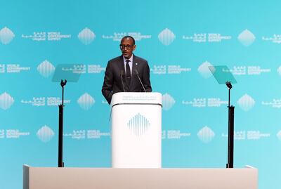Rwandan President Paul Kagame speaks at the World Economic Forum in Dubai. Chris Whiteoak / The National