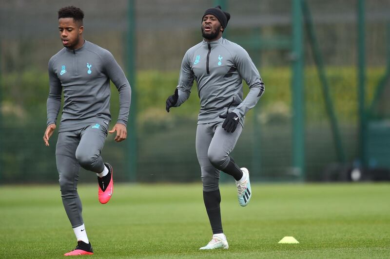 Tottenham Hotspur midfielder Ryan Sessegnon, left, Tanguy Ndombele. AFP
