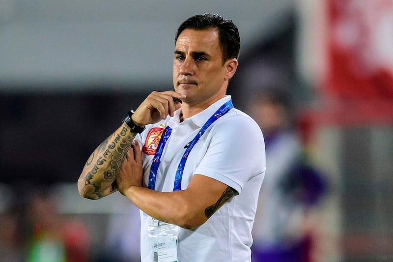 (FILES) In this file photo taken on October 23, 2019, Guangzhou Evergrande's head coach Fabio Cannavaro looks on during the AFC Champions League semi-final football match between China's Guangzhou Evergrande and Japan's Urawa Red Diamonds in Guangzhou China's southern Guangdong province. Fabio Cannavaro's two-year reign as Guangzhou Evergrande coach appears to be all but over after captain Zheng Zhi took temporary charge of the Chinese Super League leaders on November 4, 2019.
 - China OUT
 / AFP / STR
