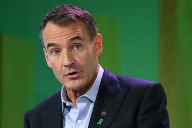 BP CEO Bernard Looney speaks during an event in London  where he declared the company's intentions to achieve "net zero" carbon emissions by 2050. AFP 