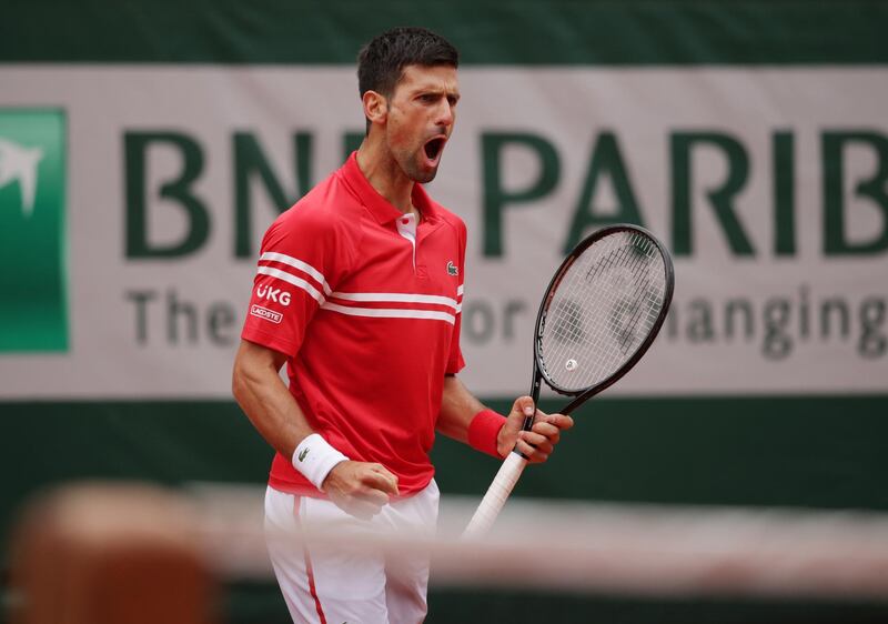Novak Djokovic celebrates during his win over Ricardas Berankis. Getty
