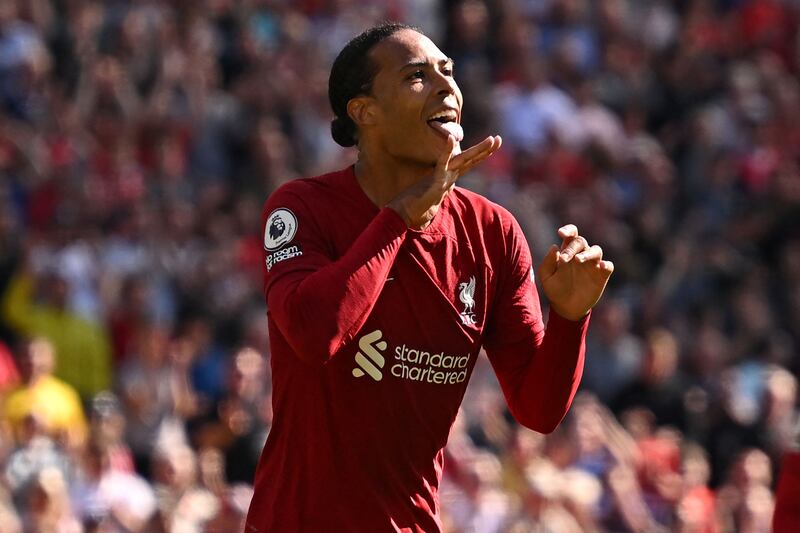 Liverpool defender Virgil van Dijk scored against Bournemouth at Anfield. AFP