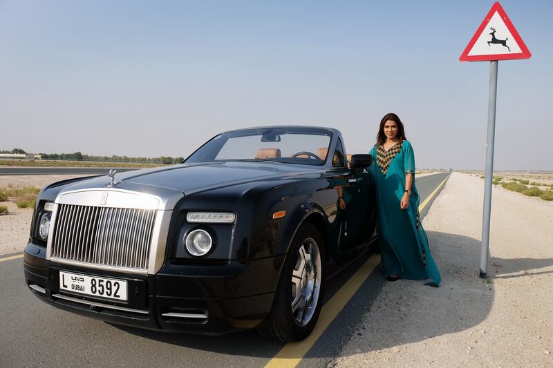 DUBAI, UNITED ARAB EMIRATES - - -  28 June 2017 --- Hanan Mazouzi is the founder of Arabian Gazelles, the UAE's self-proclaimed first female supercar owners club.  (  DELORES JOHNSON / The National  )  
ID: 10475
Reporter: Adam
Section: WK