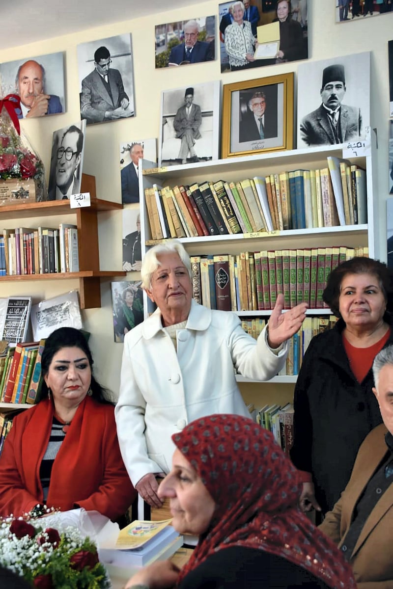 Safira Jamil Hafidh, an Iraqi novelist and owner of the library. Photo by Kareem Al Dafaa. 