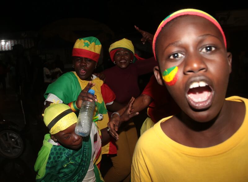 Senegalese football fans celebrate in Dakar, Senegal after the 2021 Africa Cup of Nations final soccer match between Senegal and Egypt held in Yaounde, Cameroon. Senegal defeated Egypt in a penalty shoot out to win the 2021 Afcon title. EPA