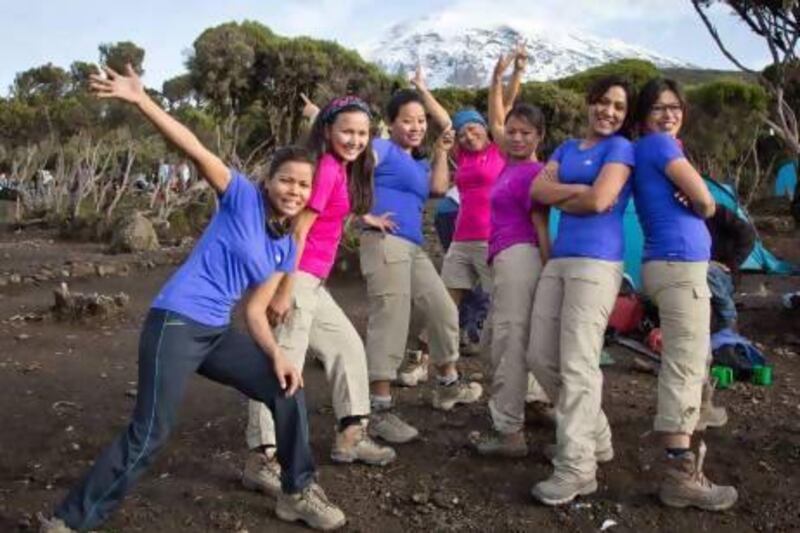 (From left) Asha Kumari Singh, Shailee Basnet, Maya Gurung, Pema Diki Sherpa, Nim Doma Sherpa, Pujan Acharya and Chunu Shrestha. Photo courtesy WFP / Jen Kunz