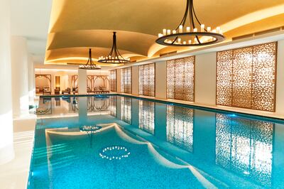The indoor pool at Cinq Mondes spa at Raffles The Palm Dubai. Photo: Raffles Hotels & Resorts
