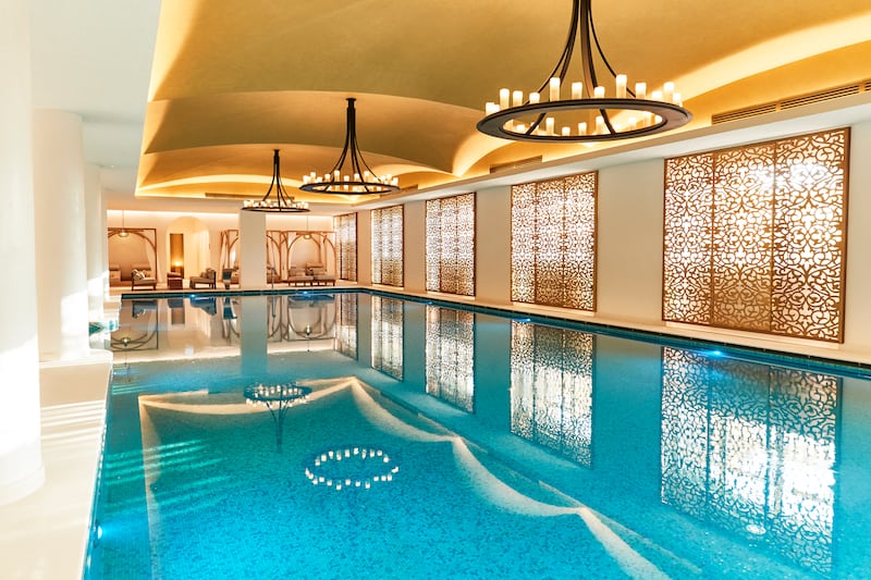 9. Luxury abounds at the indoor pool at Cinques Mondes Spa at Raffles The Palm Dubai. Photo: Raffles Hotels & Resorts