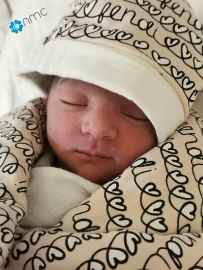 Amna Saeed, an Emirati, gave birth to a healthy baby girl at 4.23am at the NMC Speciality Hospital in Al Ain. Courtesy: NMC Hospital