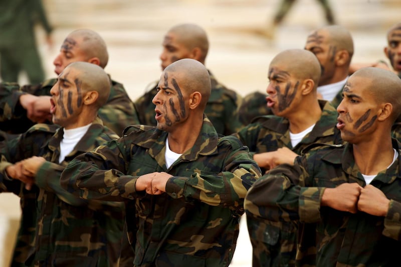 Members of the Self-proclaimed Libyan National Army (LNA) special forces attend a graduation ceremony in Benghazi.  AFP