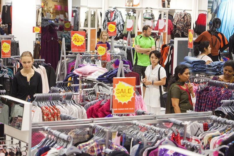 Shoppers at Max store during the sales season at Ibn Battuta mall. The UAE economy is expected to sustain an annual growth rate of above 4 per cent in 2013.  Jaime Puebla / The National
