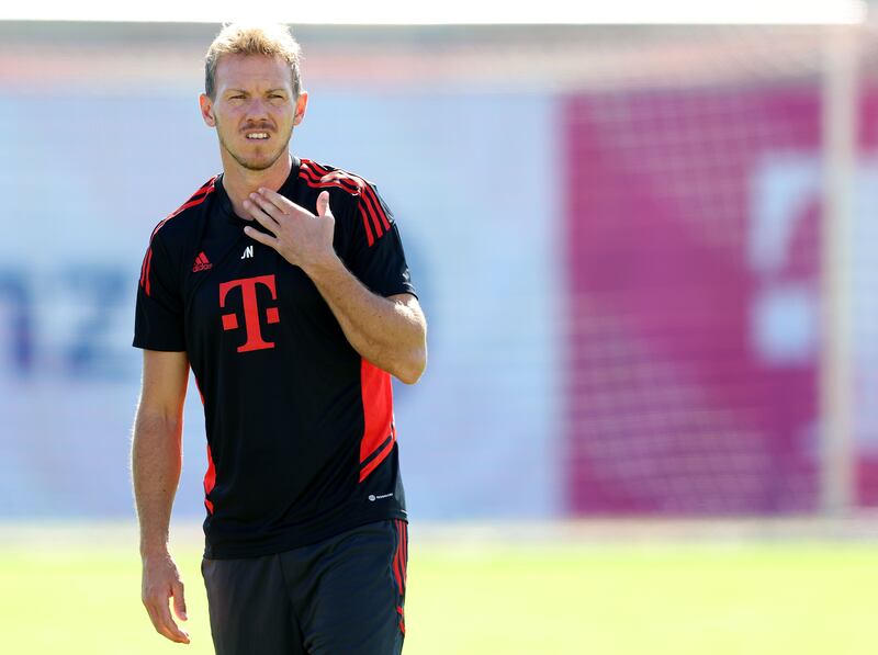 Bayern manager Julian Nagelsmann during training. Getty