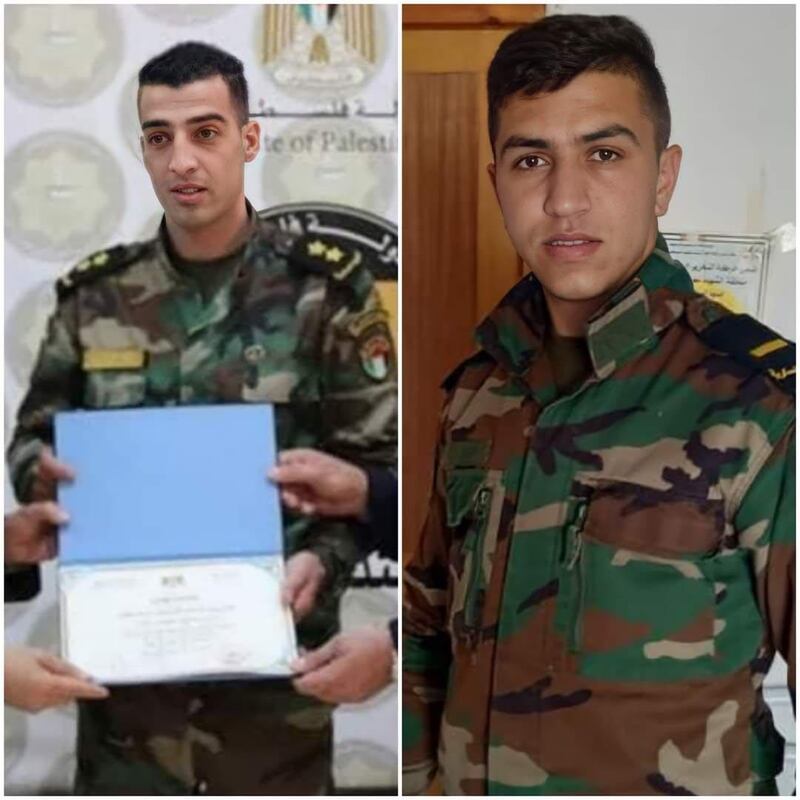The two members of the Palestinian Military Intelligence, Tayseer Ayasa and Yasser Eleiwi, killed by Israeli occupation forces this morning in Jenin. Wafa