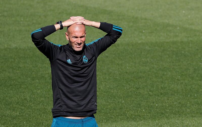 Real Madrid manager Zinedine Zidane during training. Paul Hanna / Reuters