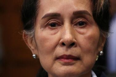 Myanmar's leader Aung San Suu Kyi attends the second day of hearings at The Hague in a case filed by The Gambia against Myanmar alleging genocide against the minority Muslim Rohingya population. Reuters