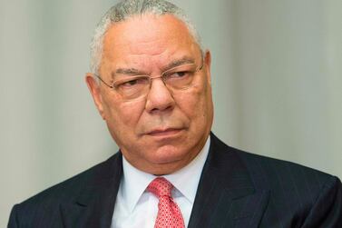 Mr Powell denounced the US president as a danger to democracy. AFP