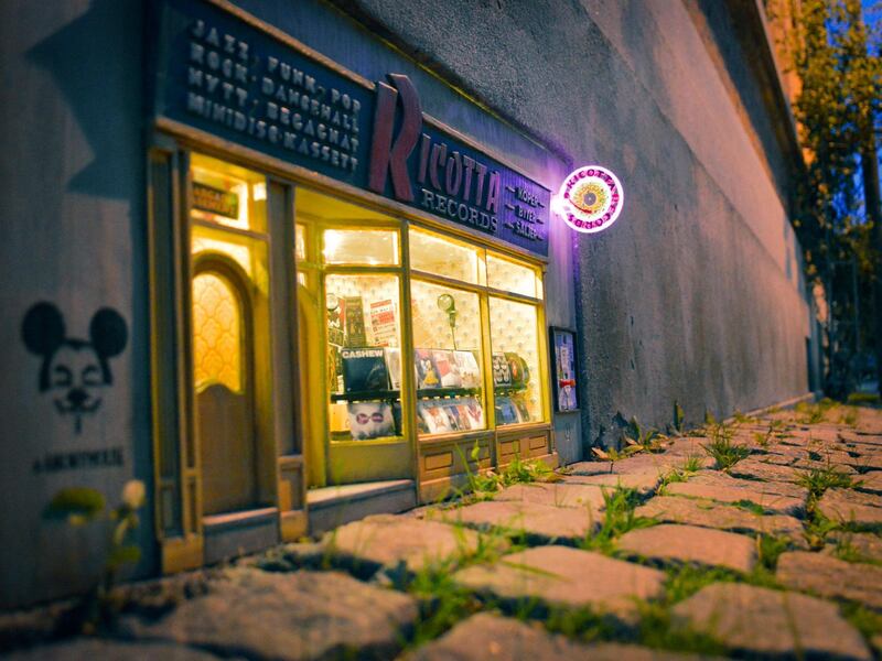 A miniature records shop by Anonymouse. Courtesy Anonymouse MMX