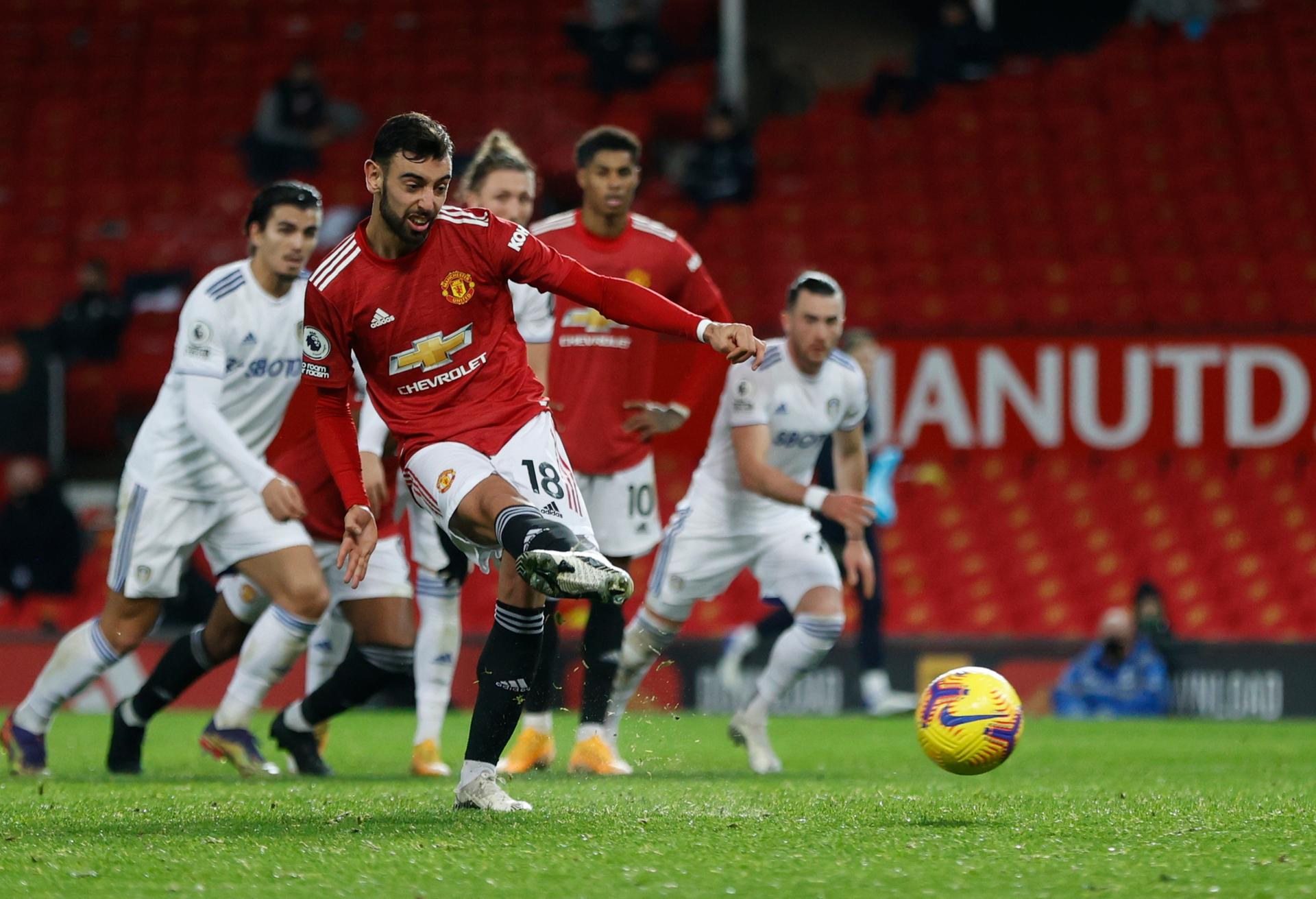 Left midfield: Bruno Fernandes (Manchester United) – Two goals, including a terrific first, an assist and a key role in dragging Kalvin Phillips out of position in the rout of Leeds. EPA