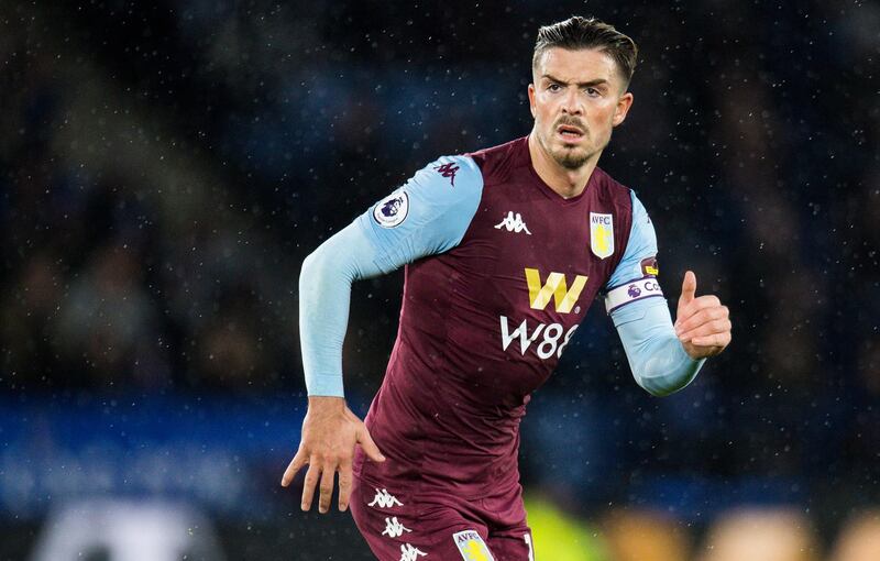 Jack Grealish in action during Aston Villa's Premier League match against Leicester City. EPA