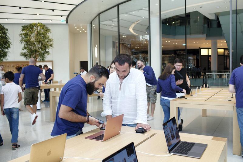 23.09.17. iPhone 8 launch in Dubai Mall Saturday morning. People has waited in line since early morning and others has pre ordered a phone online. 

Anna Nielsen For The National.