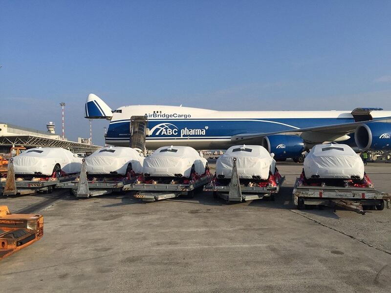 A supplied image obtained October 11, 2018 of Maserati vehicles on the tarmac in Papua New Guinea. AAP/Supplied by AirBridgeCargo/via REUTERS  ATTENTION EDITORS - THIS IMAGE WAS PROVIDED BY A THIRD PARTY. NO RESALES. NO ARCHIVE. AUSTRALIA OUT. NEW ZEALAND OUT.?