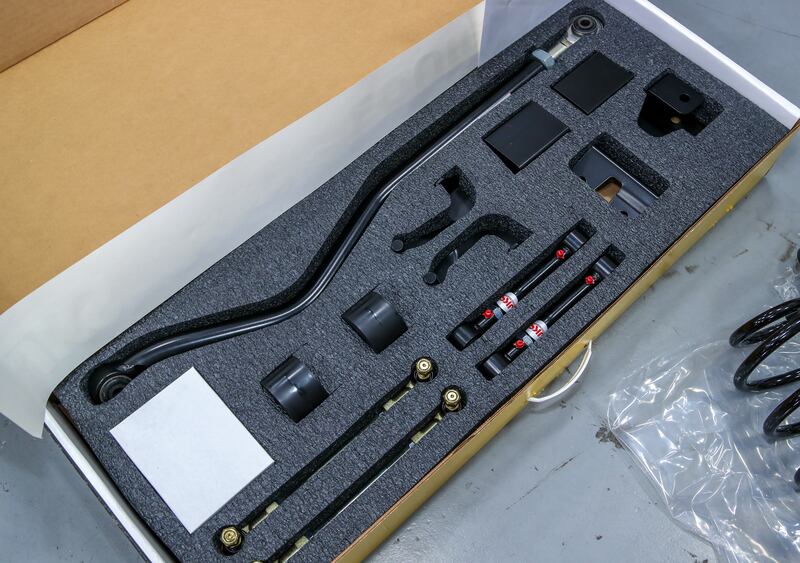 The parts box containing the lift kit used by Offroad Zone