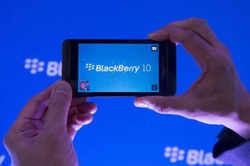 The BlackBerry Z10 phone was launched in eight cities, including Dubai, on January 29, and so far 55 per cent of those surveyed have had 'positive sentiment'. Courtesy AP Photo