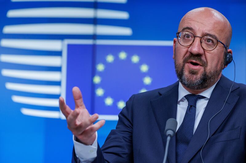 European Council President Charles Michel says the sanctions will immediately affect 75 per cent of Russian oil imports. AP
